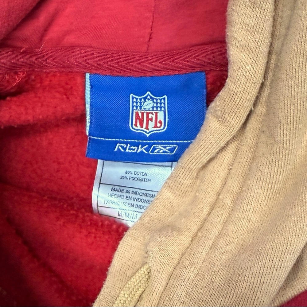 Reebok San Francisco 49ers Hooded Pull Over Sweater Helmet Medium Vintage NFL - Picture 6 of 8